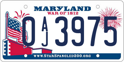 MD license plate 0AJ3975