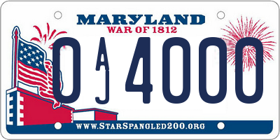 MD license plate 0AJ4000