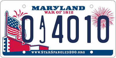 MD license plate 0AJ4010