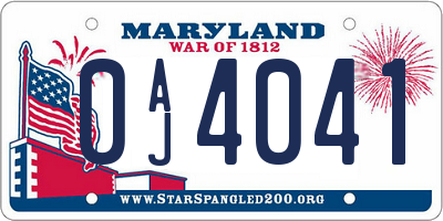 MD license plate 0AJ4041