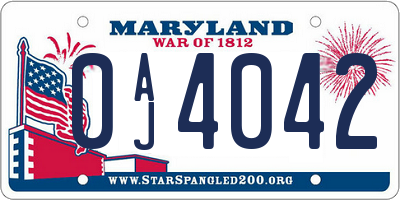MD license plate 0AJ4042