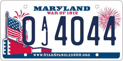 MD license plate 0AJ4044