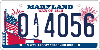 MD license plate 0AJ4056