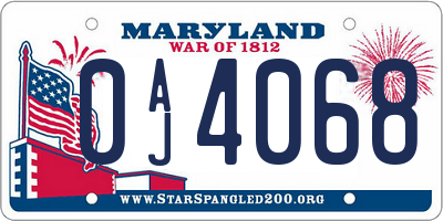 MD license plate 0AJ4068