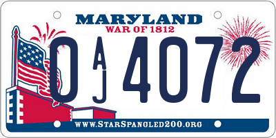 MD license plate 0AJ4072