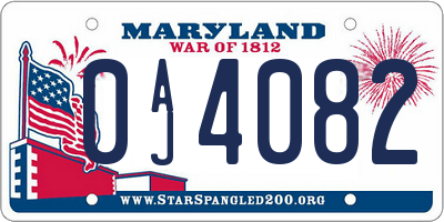 MD license plate 0AJ4082