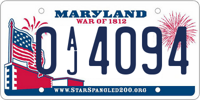 MD license plate 0AJ4094