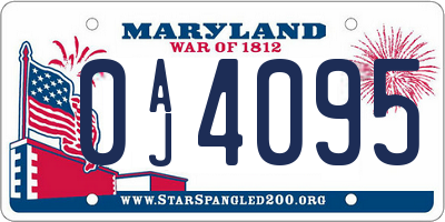 MD license plate 0AJ4095