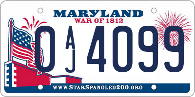 MD license plate 0AJ4099