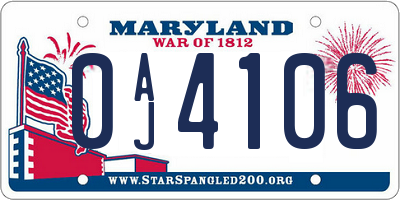 MD license plate 0AJ4106