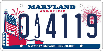 MD license plate 0AJ4119