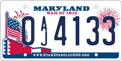 MD license plate 0AJ4133
