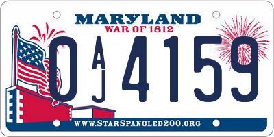 MD license plate 0AJ4159