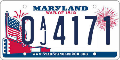 MD license plate 0AJ4171
