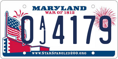 MD license plate 0AJ4179