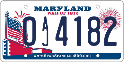 MD license plate 0AJ4182