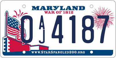MD license plate 0AJ4187