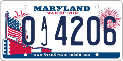 MD license plate 0AJ4206