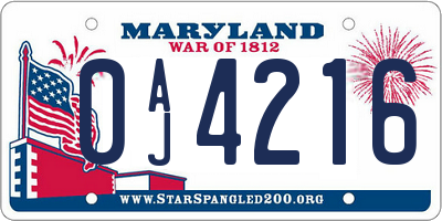 MD license plate 0AJ4216