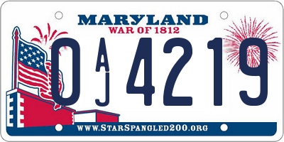 MD license plate 0AJ4219