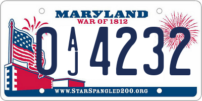 MD license plate 0AJ4232