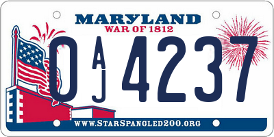 MD license plate 0AJ4237