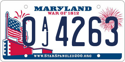 MD license plate 0AJ4263
