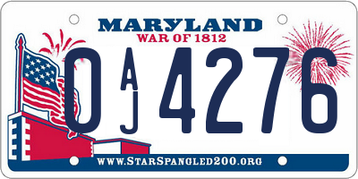MD license plate 0AJ4276