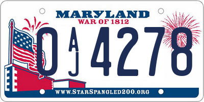 MD license plate 0AJ4278