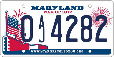 MD license plate 0AJ4282