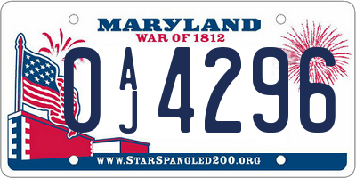 MD license plate 0AJ4296