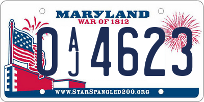 MD license plate 0AJ4623
