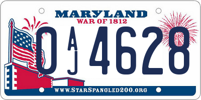 MD license plate 0AJ4628