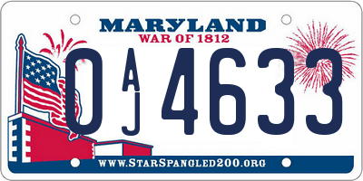 MD license plate 0AJ4633