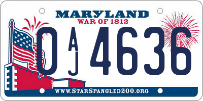 MD license plate 0AJ4636