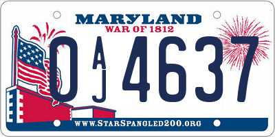 MD license plate 0AJ4637