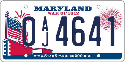 MD license plate 0AJ4641