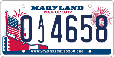 MD license plate 0AJ4658