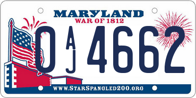 MD license plate 0AJ4662