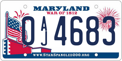 MD license plate 0AJ4683