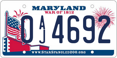 MD license plate 0AJ4692