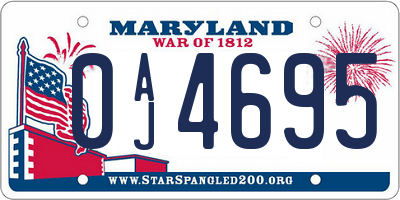 MD license plate 0AJ4695