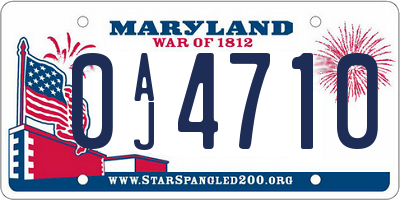 MD license plate 0AJ4710