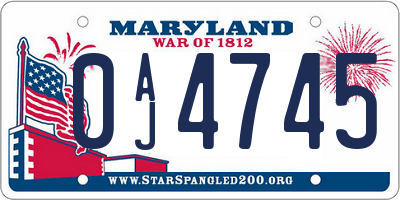 MD license plate 0AJ4745