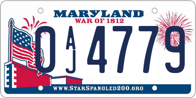 MD license plate 0AJ4779