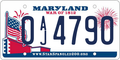 MD license plate 0AJ4790