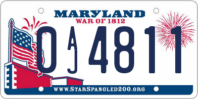 MD license plate 0AJ4811