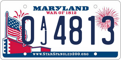 MD license plate 0AJ4813
