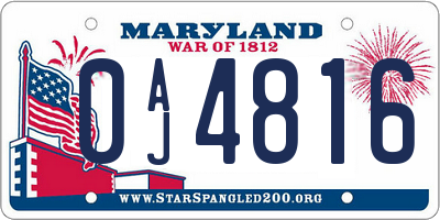 MD license plate 0AJ4816
