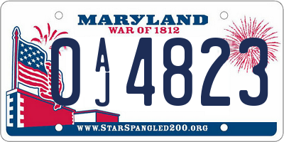 MD license plate 0AJ4823
